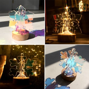 오로라 눈꽃 무드등 - LED 아크릴 홀로그램 연말 선물 인테리어 소품