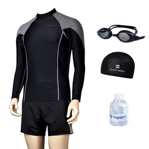 TS스포츠 남성수영복 트렁크 반바지 긴팔 래쉬가드 강습용 생존수영 고급세트 4612+216