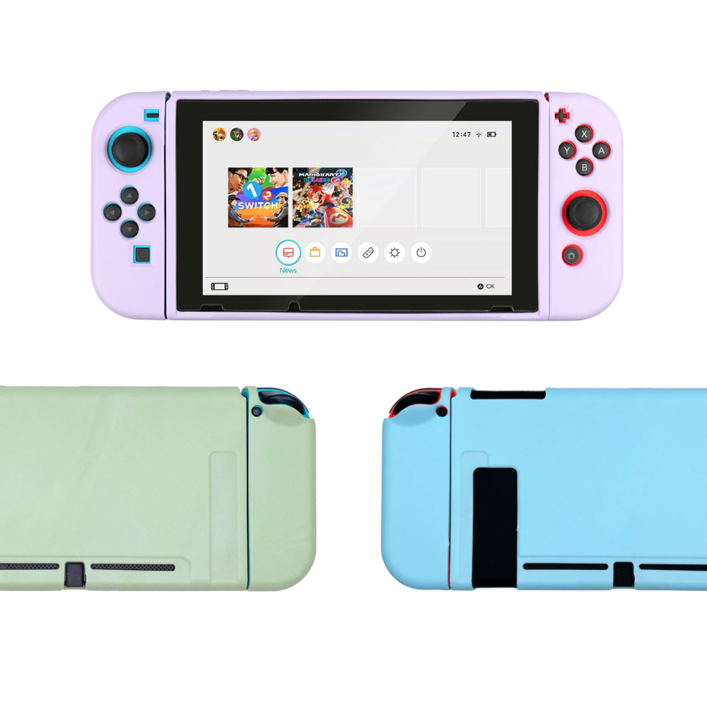 아싸라봉 닌텐도 스위치 컬러 젤리 TPU 풀커버 마카롱 풀커버 범퍼 케이스 파우치