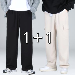 1+1 남자 와이드 팬츠 밴딩 빅사이즈 카고 트레이닝 바지