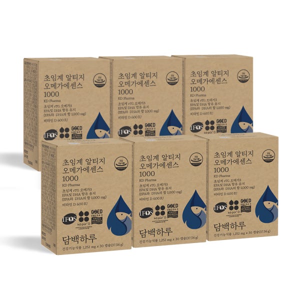 담백하루 초임계 알티지 오메가3 1000 180캡슐 6개월 6박스 비타민D600IU 에센스