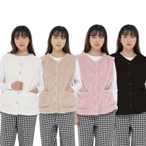 성인 어른 수면조끼 여성 후리스 엄마 빅사이즈 오버핏 브이넥 조끼