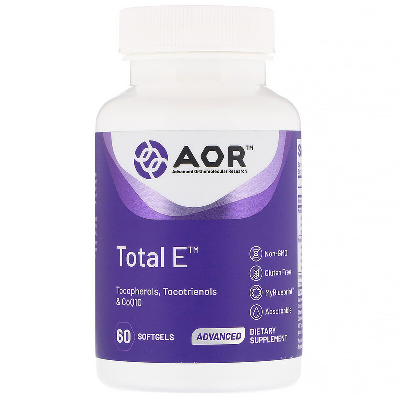 어드밴스드어소모레큘러 AOR 토털 <b>비타민E</b> 토코페롤 토코트리에놀 CoQ10 60소프트젤