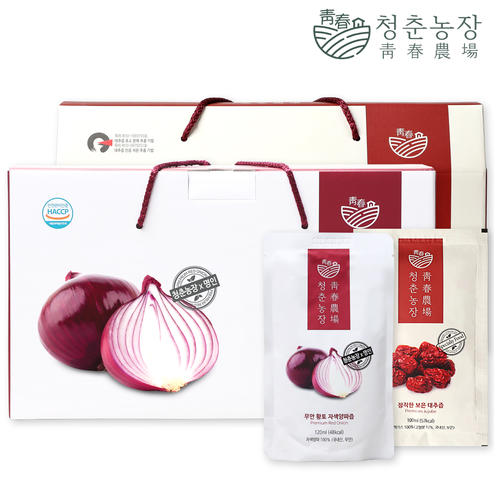 <b>청춘농장 자색양파</b>즙 1박스 + 대추즙 1박스 총 60포