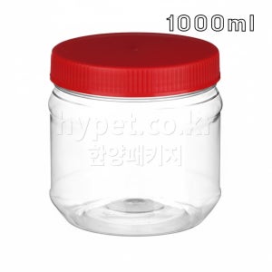 플라스틱 젓갈용기 냉장냉동 소분 된장 고추장 광구통 1L, 적색캡, 200개