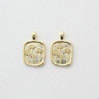 꽃 사각 링 펜던트 [13.5mm X 20.5mm] [P0115]