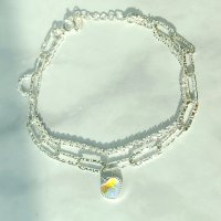 [오로라 하트 두줄 팔찌] 925실버 오팔 펜던트 데일리 2줄 bracelet