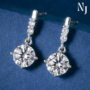 [모임룩 강추] 모이사나이트 랩그로운 솔리테어 드랍 다이아 귀걸이 1캐럿 4발