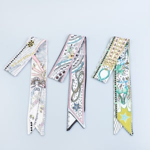 5color 일러스트 양면 쁘띠 트윌리 가방악세사리 방도 미니스카프 포인트제품 데일리