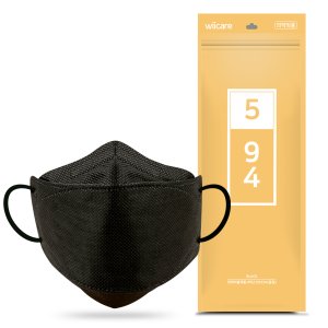 위케어 KF94 황사마스크 블랙 중형 100매 검정 귀안아픈 귀편한 숨쉬기편한 마스크
