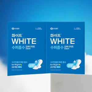 [33cm] 화이트 수퍼흡수 생리대 오버나이트 28매 X 2팩
