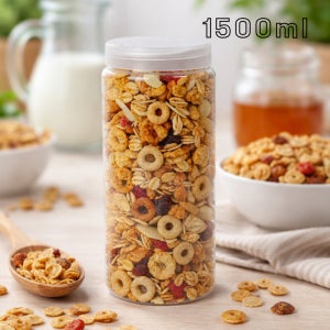 올담 원형 파스타 국수 시리얼 보관 냉장냉동 수납용기 1500ml, 투명캡, 100개