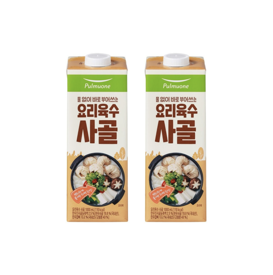 <b>붓기</b>만하면 완성! <b>풀무원</b> 물 없이 바로 부어쓰는 요리육수 사골 1000ML, 2개