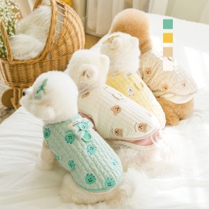 펫츠앤미 강아지패딩 누빔조끼 강아지 겨울옷 하네스 베이지 XS