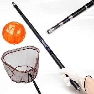 켄조 카본 4단 줌 뜰채 260CM 삼각 실리콘 뜰망 40cm (민물 바다 낚시 뜰채망)