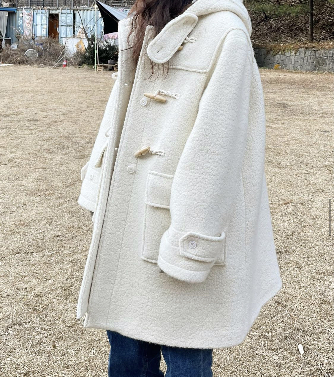 재진행 알파카 부클 더플코트 / 르메인