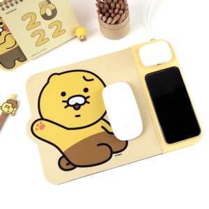 카카오프렌즈 춘식이 듀얼 마우스패드 고속충전 일반충전 갤럭시 아이폰 마우스용 휴대용받침대