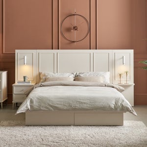 엘로이 Q침대 화이트 LED 수납 조명 호텔 퀸침대