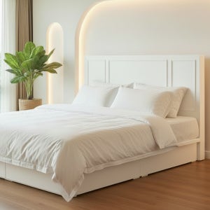 엘로이 Q침대 화이트 LED 수납 조명 호텔 퀸침대