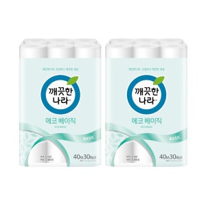 깨끗한나라 에코 베이직 화장지 40m 60롤 휴지