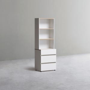 데스커 600폭 서랍형 목제책장 5단, 화이트