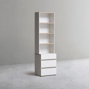 데스커 600폭 서랍형 목제책장 6단, 화이트