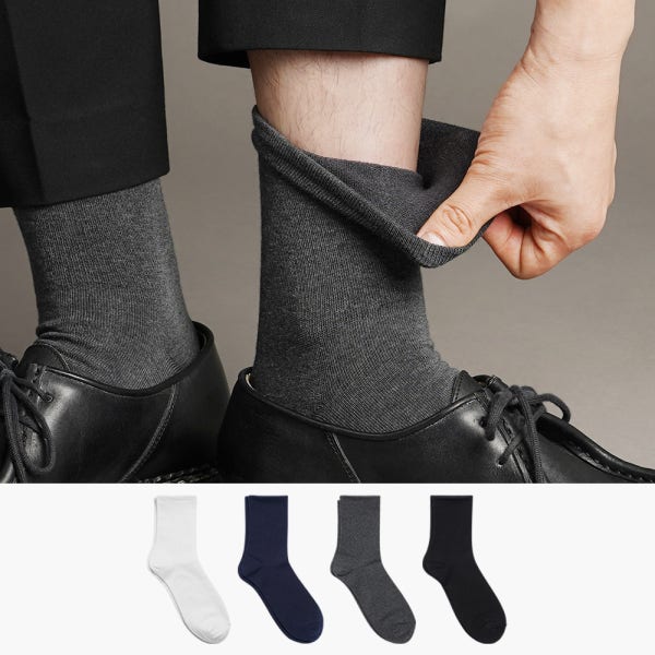 삭피엔스 밴드 조임 없는 남자 무압박 무지 발이 편한 신사 정장 양말 8켤레