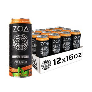 ZOA 무설탕 에너지 드링크 와일드 오렌지 16온스(473ml)12캔 100% DV 비타민 C 비타민 B