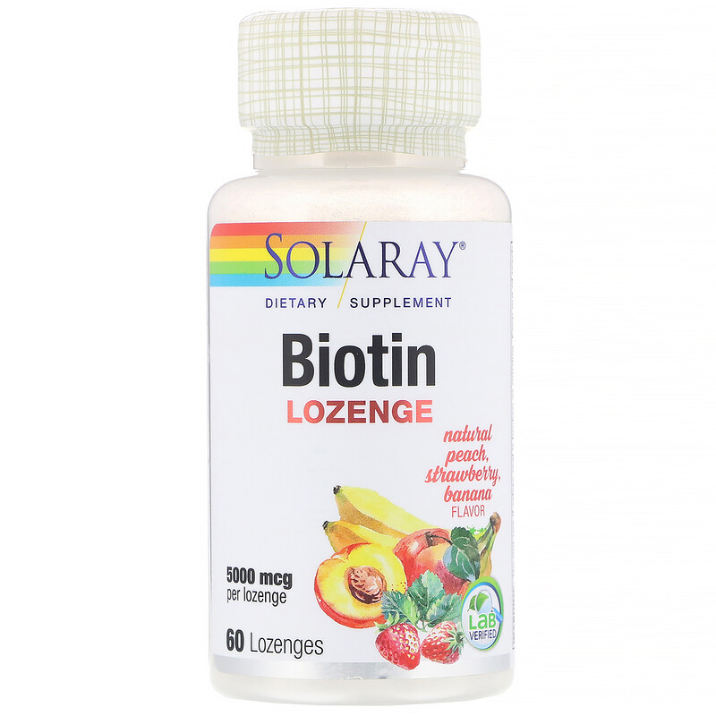 솔라레이 <b>비오틴</b> 사탕 피치-딸기-바나나맛 <b>5000mcg 60</b>알 Biotin Lozenge