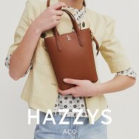 HAZZYS 헤지스 브라운 천연소가죽 미니 핸들 토트 겸 크로스백 핸드폰수납 폰가방 선물