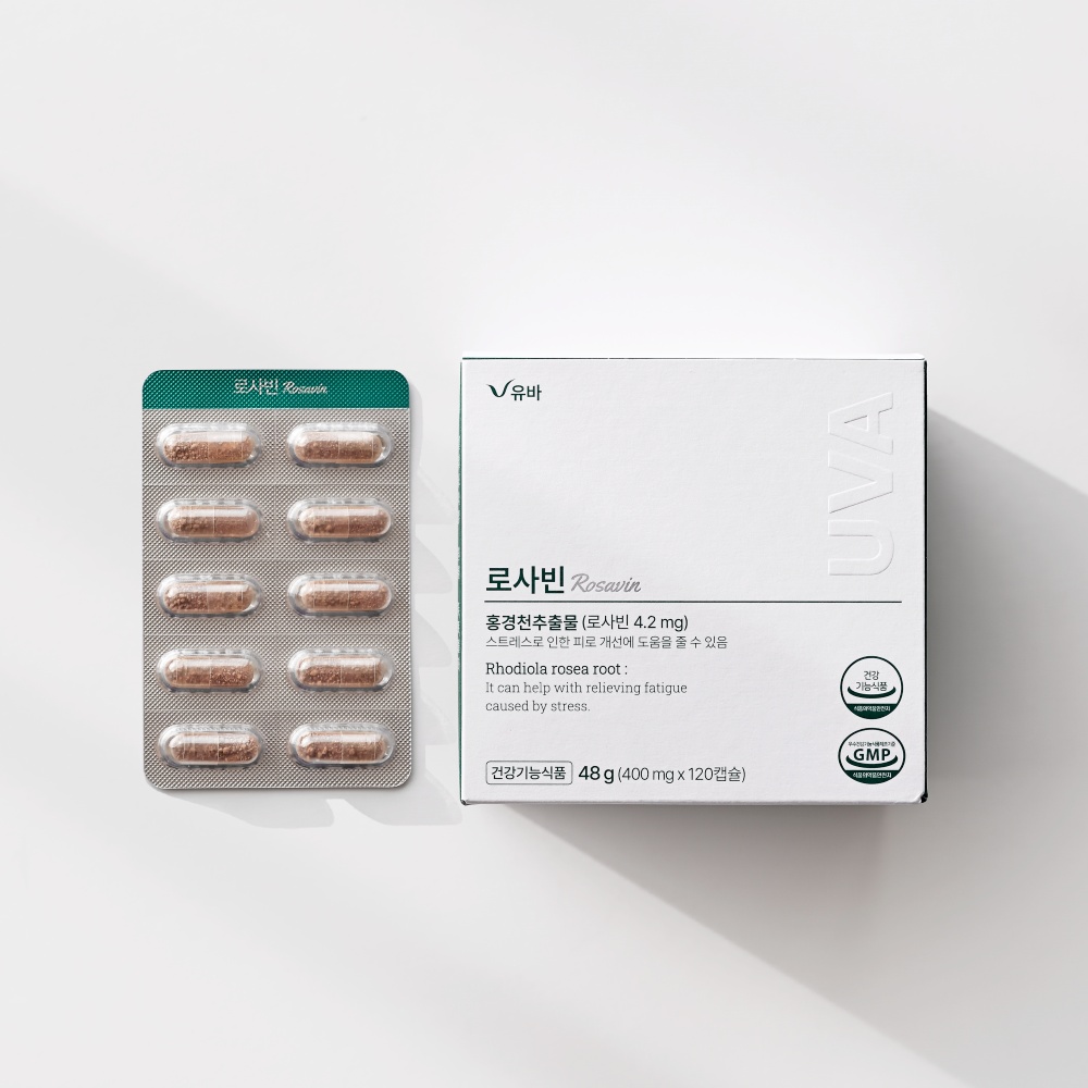 유바 로사빈 홍경천추출물 1BOX(30일분) 피로회복<b>영양제</b> <b>스트레스</b><b>영양제</b> 몽모랑시타트체리