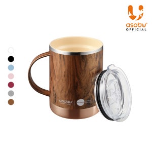 아소부 스테인레스 보온보냉 세라믹 얼티밋 머그컵 360ml, 우드