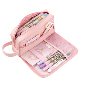 신학기선물 펜 파우치 대학생필통 다층분리 캔버스케이스