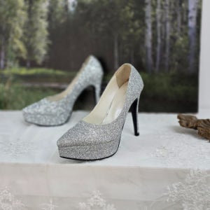 펄 글리터 웨딩슈즈 파티슈즈 가보힐 12cm힐