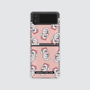 z플립3케이스 지플립 삼성 갤럭시 커플 투명 하드 HB 버니 리본 패턴