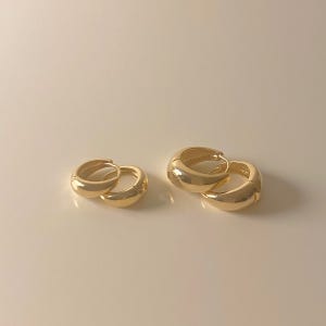 토프 워터 이어링 - 14k 18k gold 통통 볼륨 물방울 금 원터치 링 귀걸이