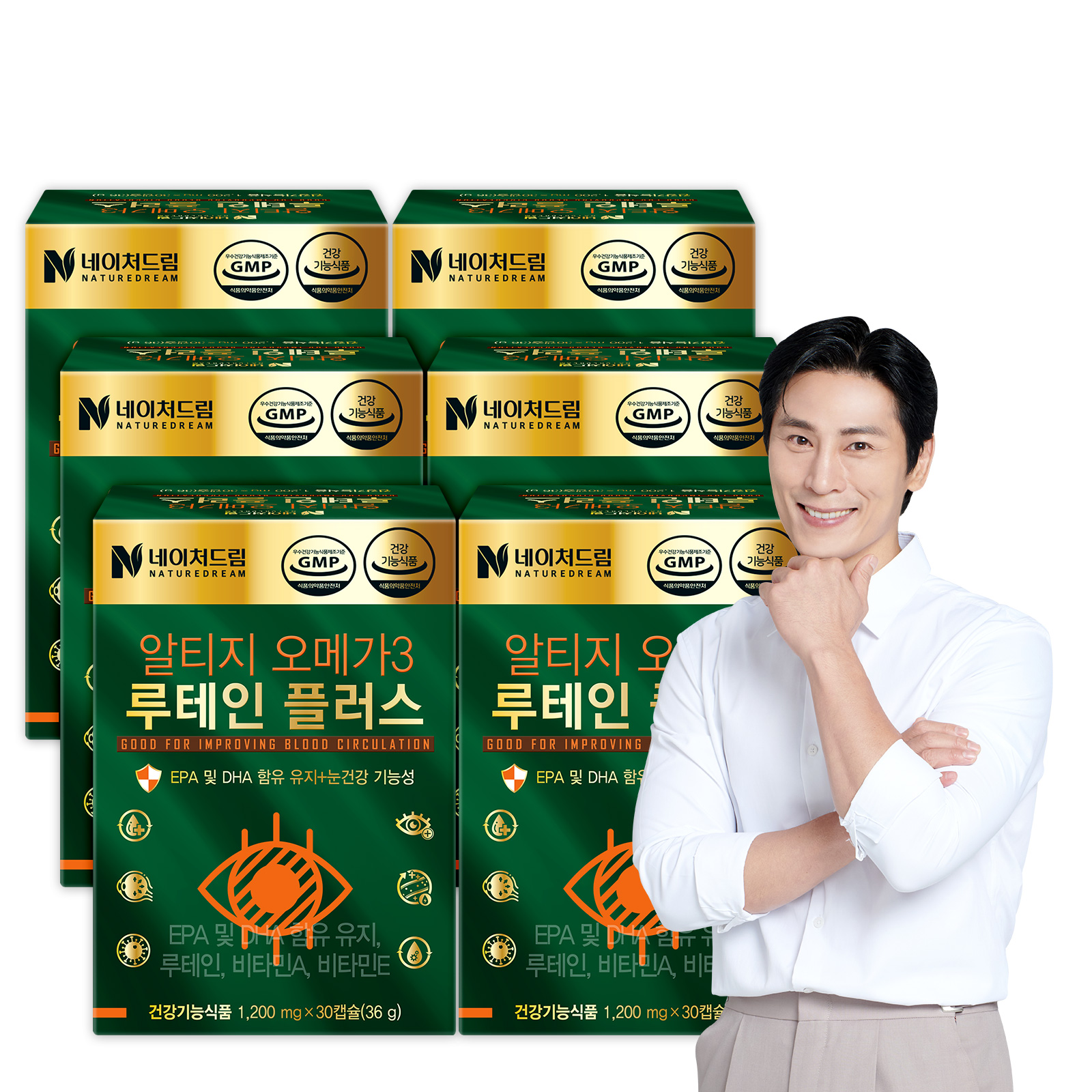 네이처드림 알티지오메가3 루테인 플러스 1,200mg 비타민A 비타민E 30캡슐 6박스
