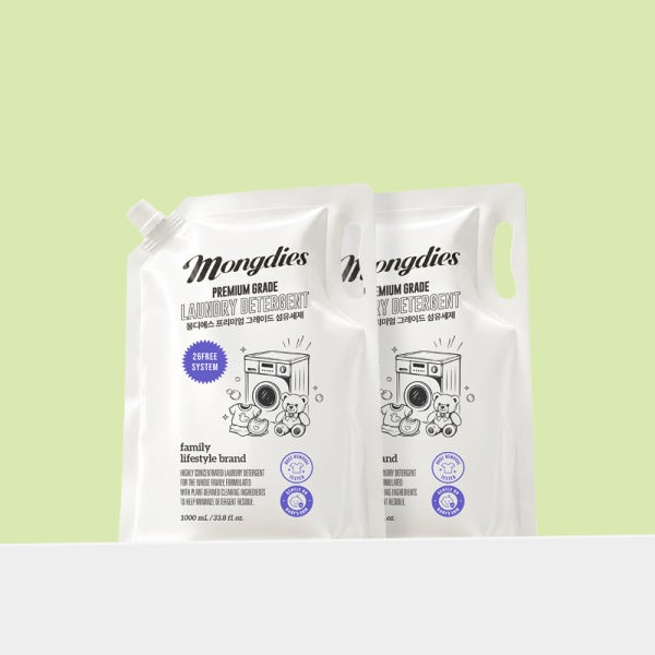1+1 몽디에스 EWG그린 아기 유아 신생아 3배 고농축 무향 중성 섬유 세탁세제 1000ml 리필형