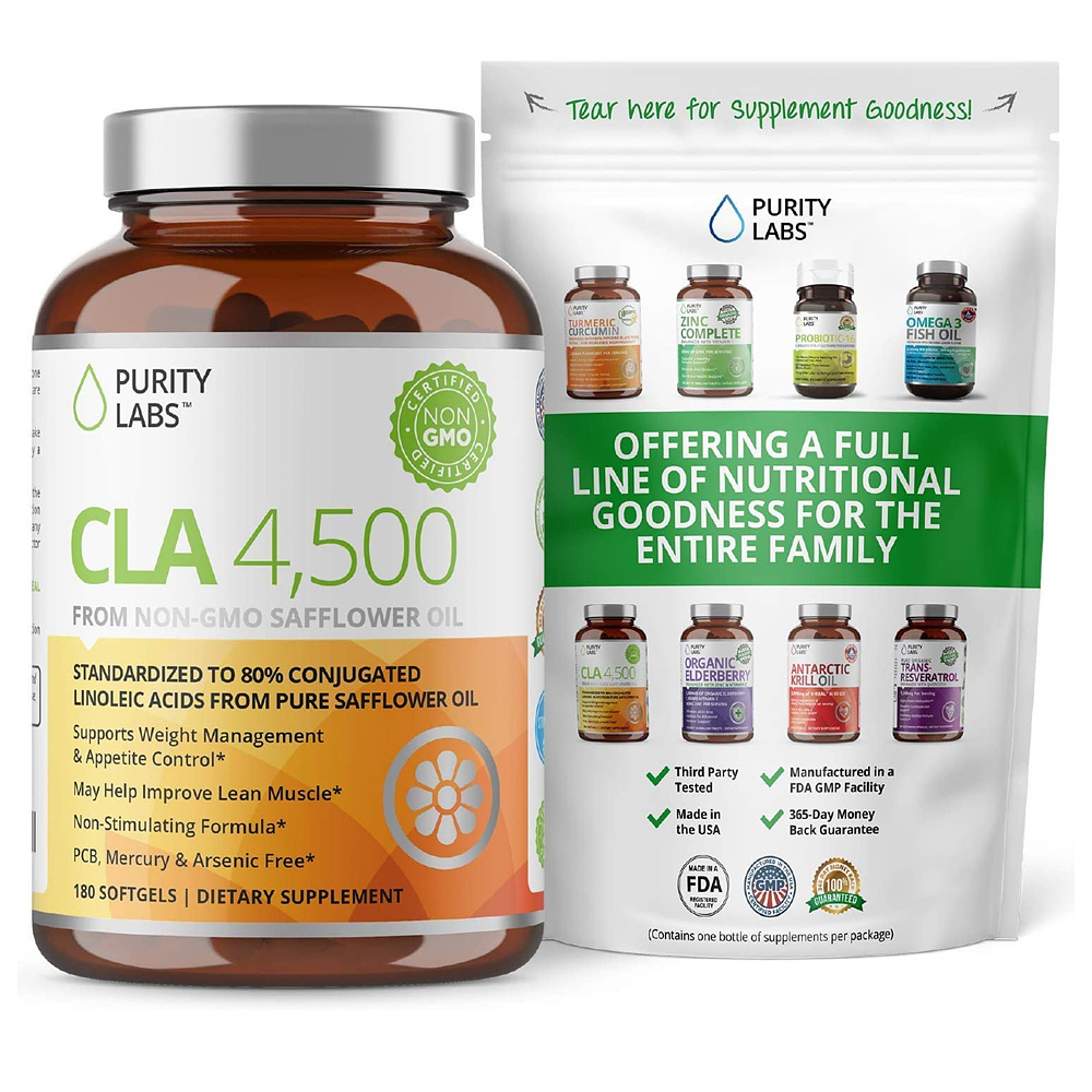 Purity Labs CLA 공액 리놀레산 4500MG Safflower Oil 180정