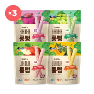 [베베쿡] 처음먹는 빼빼롱뻥 12봉(사과/청포도/단호박/자색고구마)