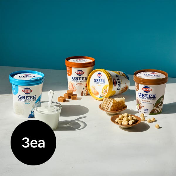 [본사직영][슈퍼적립] 크리크리 그릭요거트 아이스크림 320g 4종 x 3개 (플레인, 허니, 솔티드카라멜, 헤이즐넛)