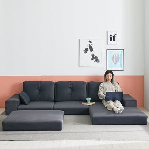 [지베스] 코지 모듈 아쿠아텍스 카우치형 4인용 좌식소파+스툴