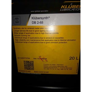 20리터/배럴 Klüber Klubersynth DB2-18-32-68 소결 금속 베어링 오일 윤활제