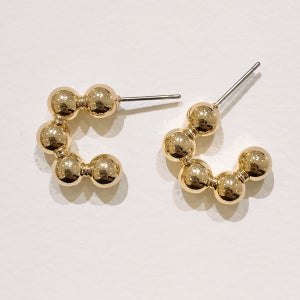 14K 땡땡이 볼 후프 링 귀걸이 공 골드 콩 이어링 302544