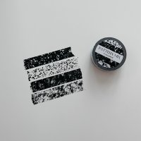 흑백 패턴 믹스 마스킹테이프 / 잉크 물결 페인팅 도트 마테