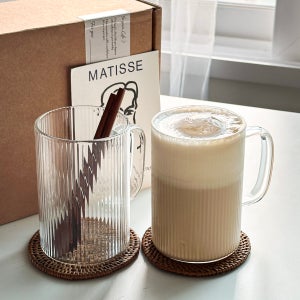 예쁜머그컵 카페 머그컵 플리츠 내열유리 머그잔 2인 세트 집들이선물