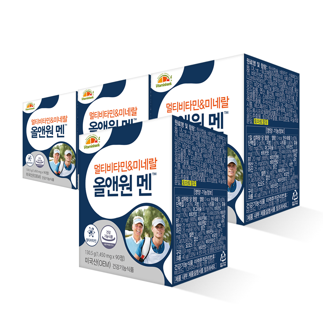 [리뷰이벤트] <b>비타민뱅크</b> 남성비타민 미네랄 올앤원 맨 60정, 4개