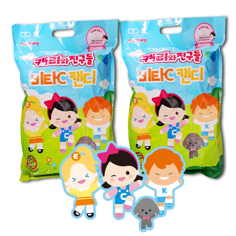 어린이 캐리와친구들 비타C캔디 1000정 유아<b>비타민</b> 건강기능식품 약국용 대용량