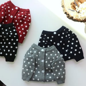 도트 땡땡이 니트 가디건 코코리베 강아지옷 봄옷 반려견옷 S