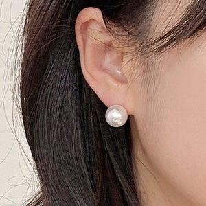 실버925 왕진주 볼드 귀걸이 12mm